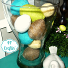 yarn twine wrapped easter eggs vase at thehappyhousie