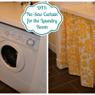 DIY a No-Sew Curtain for the Laundry Room at thehappyhousie