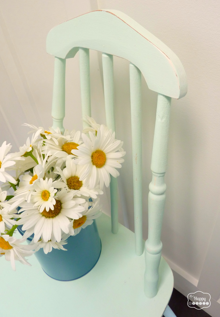 DIY Chalk Paint free mint chair in entry at thehappyhousie