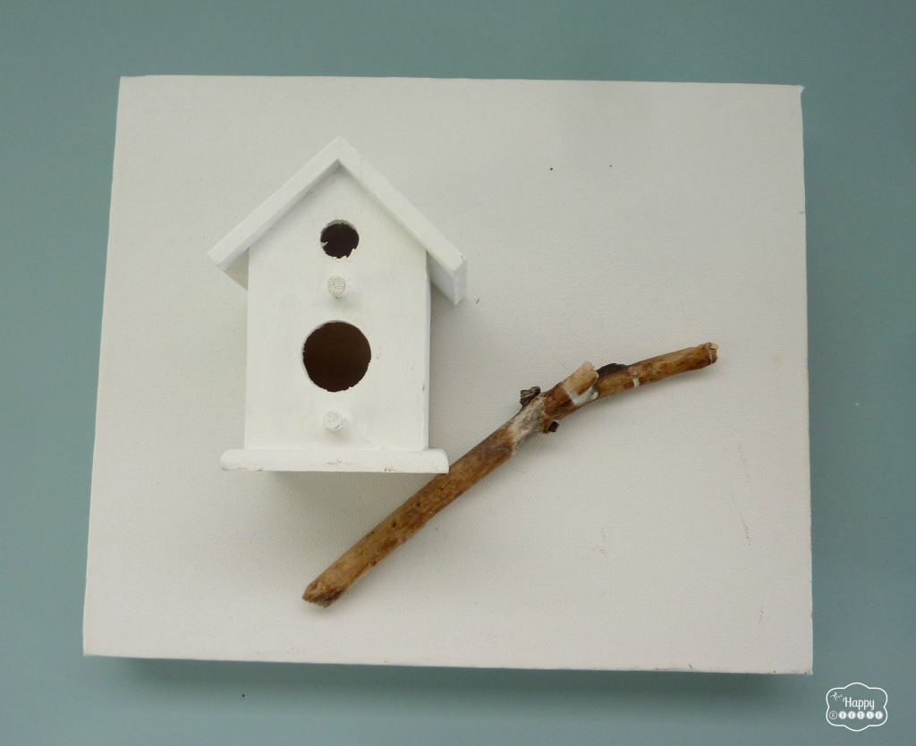birdhouse and twig nature canvas at thehappyhousie