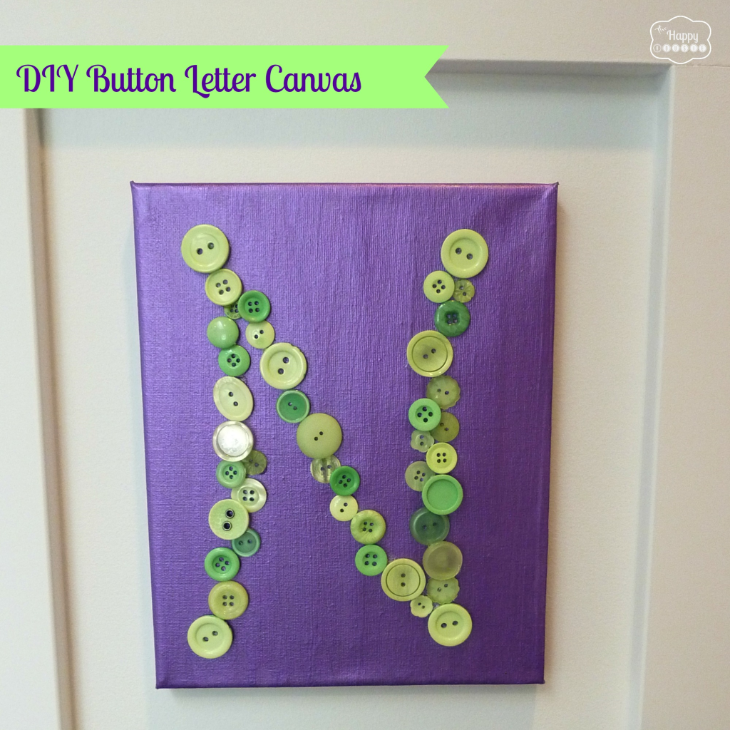 DIY button letter canvas by thehappyhousie
