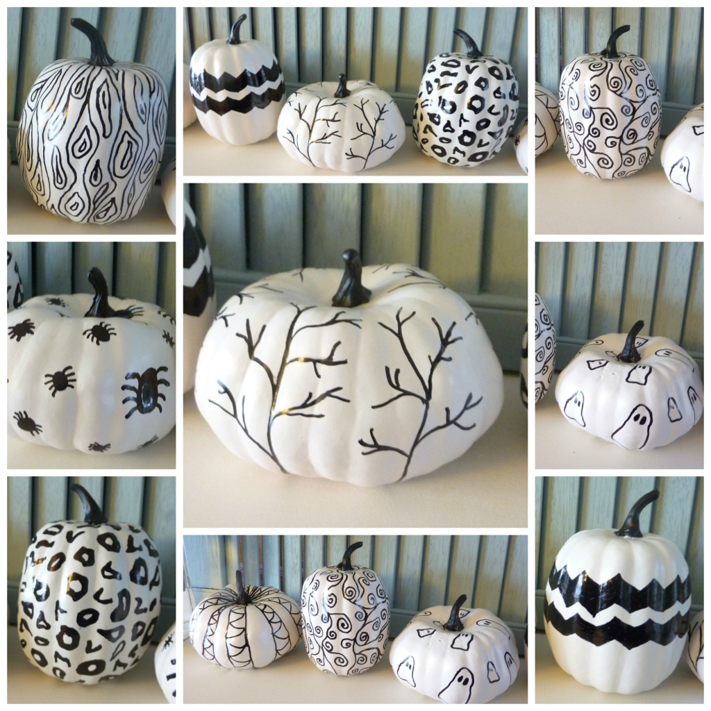 Black and White Hand Sketched Sharpie Pumpkins at thehappyhousie collage