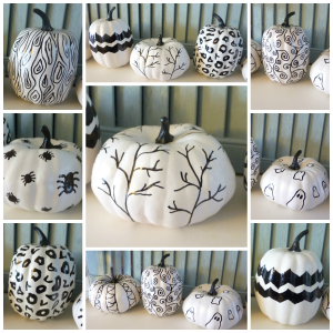 Black and White Hand Sketched Sharpie Pumpkins at thehappyhousie collage