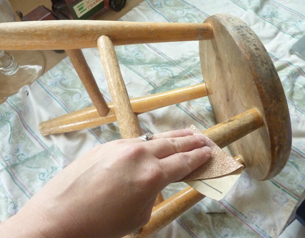 sanding stool before