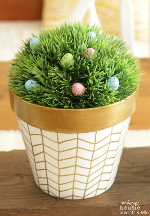 White and Gold Herringbone Pots for Spring 1 by the happy housie for tatertots and jello