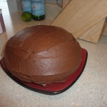 1) Use a ton of chocolate icing to round off the top.