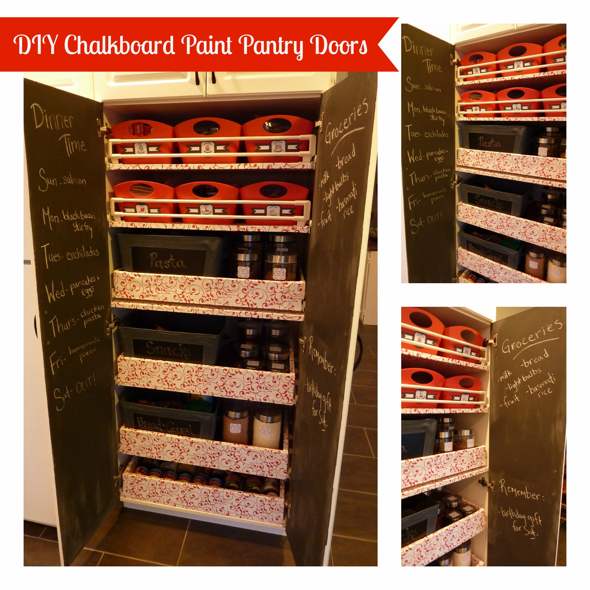 DIY Chalkboard Paint Pantry Doors 2