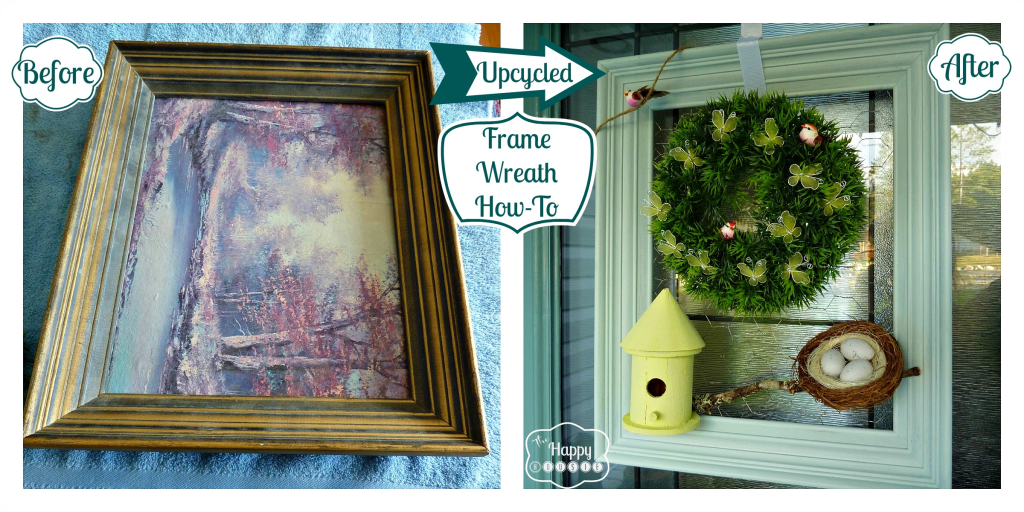 Upcycled Frame Wreath How-To at thehappyhousie