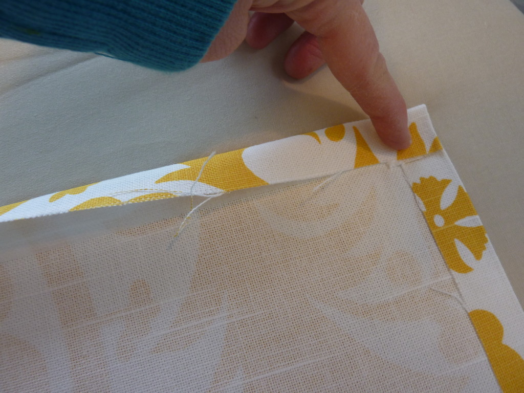 at the corners you may need additional hem tape or to press it slightly longer