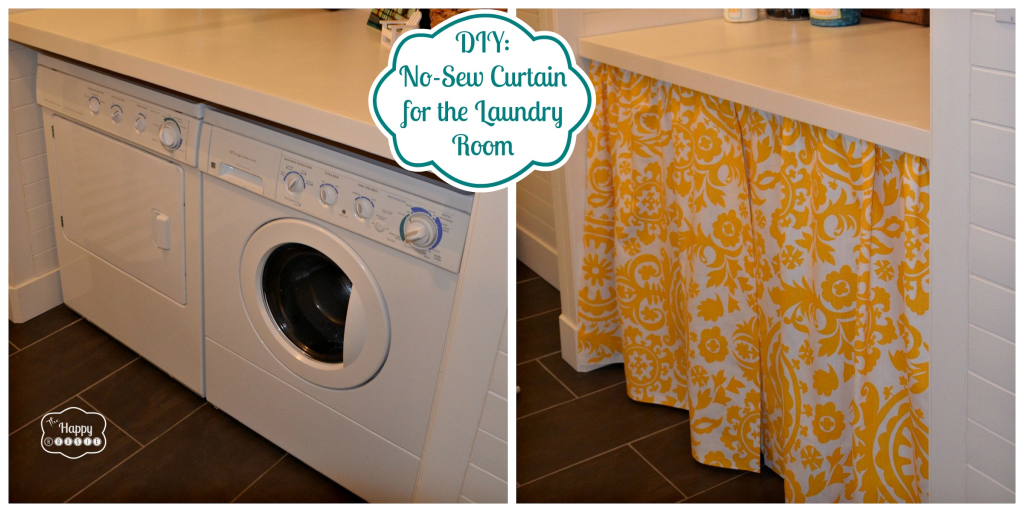 DIY a No-Sew Curtain for the Laundry Room at thehappyhousie