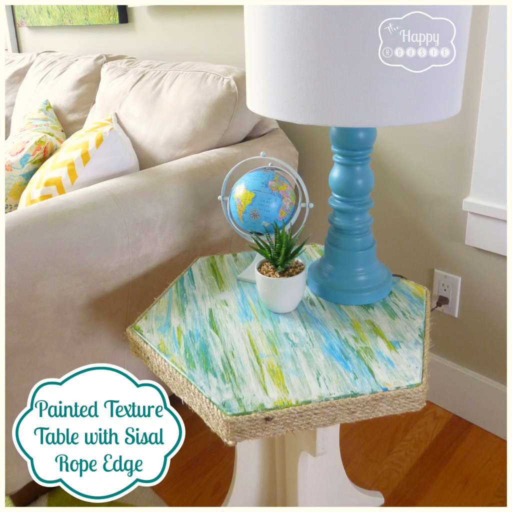 Painted Texture Table with Sisal Rope Edge