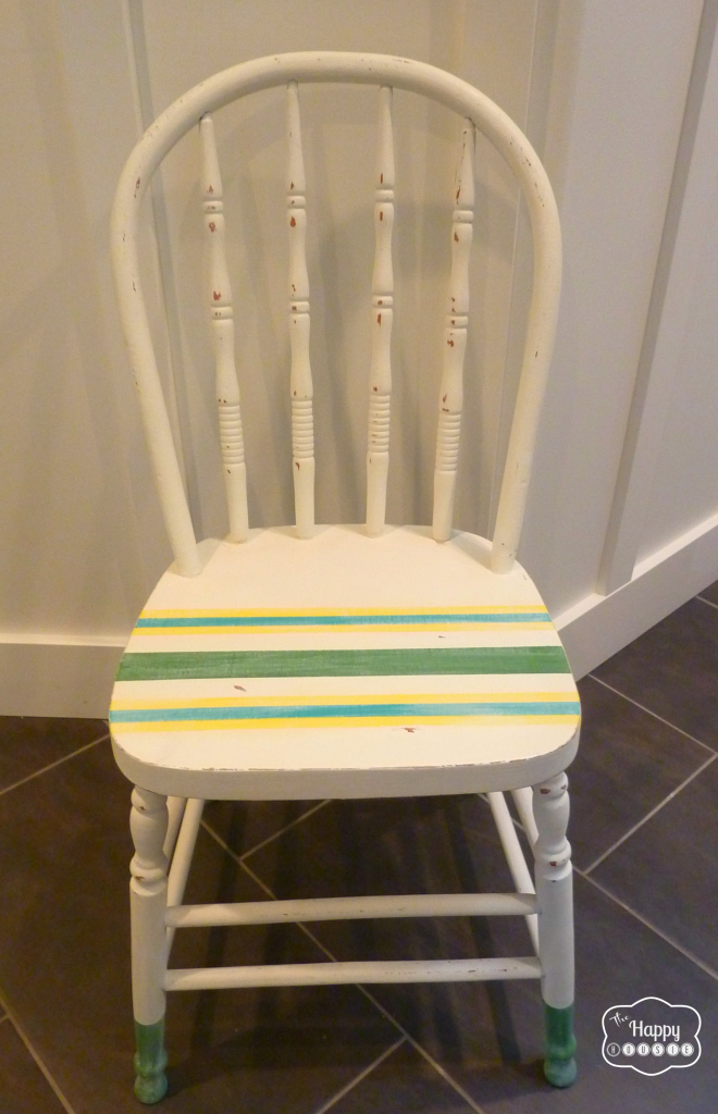 dipped n striped diy chalk paint chair after at thehappyhousie