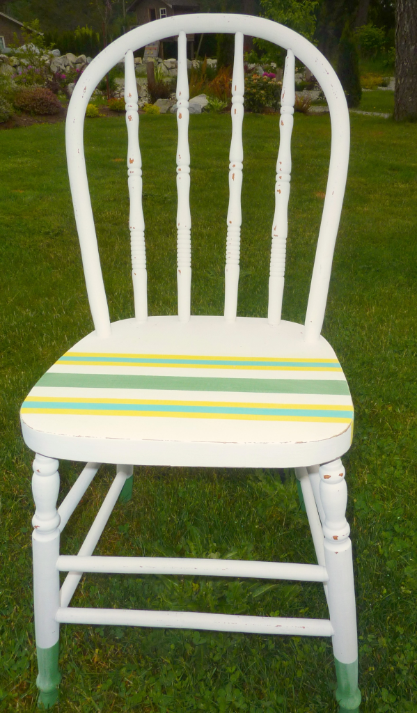 dipped n striped diy chalk painted chair after at thehappyhousie