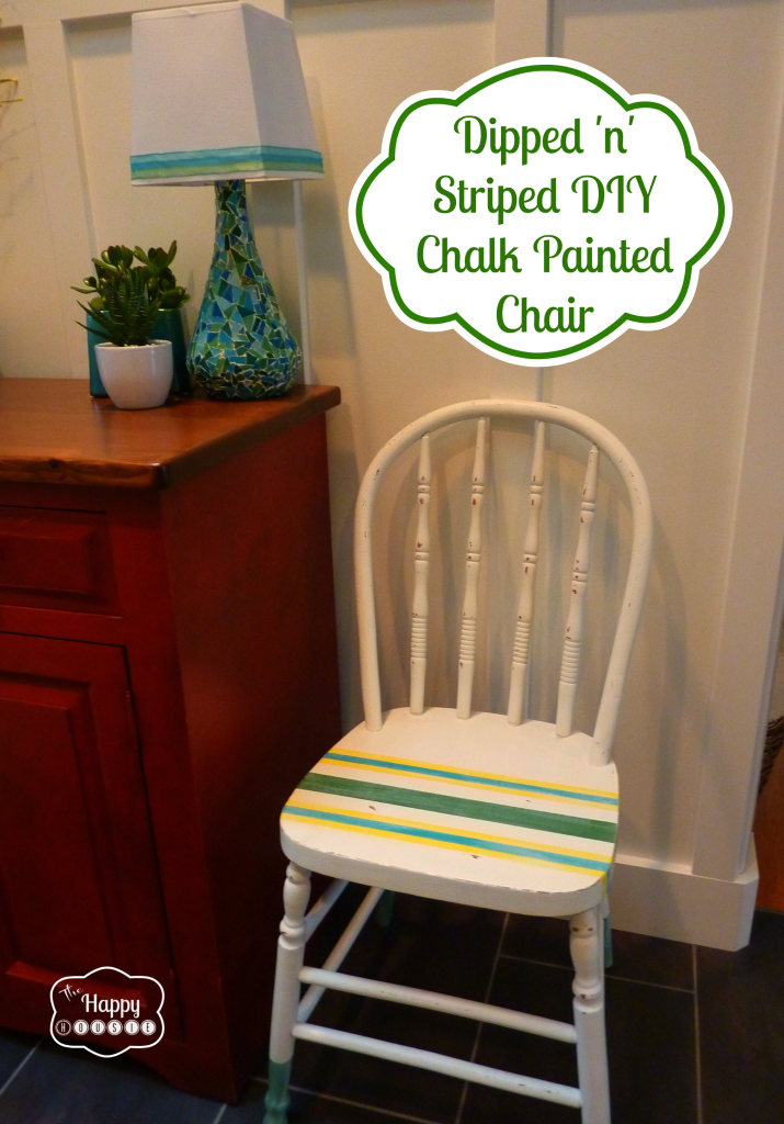 dipped n striped diy chalk painted chair final at thehappyhousie