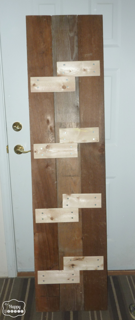 three boards attached from behind for reclaimed wood sign at thehappyhousie