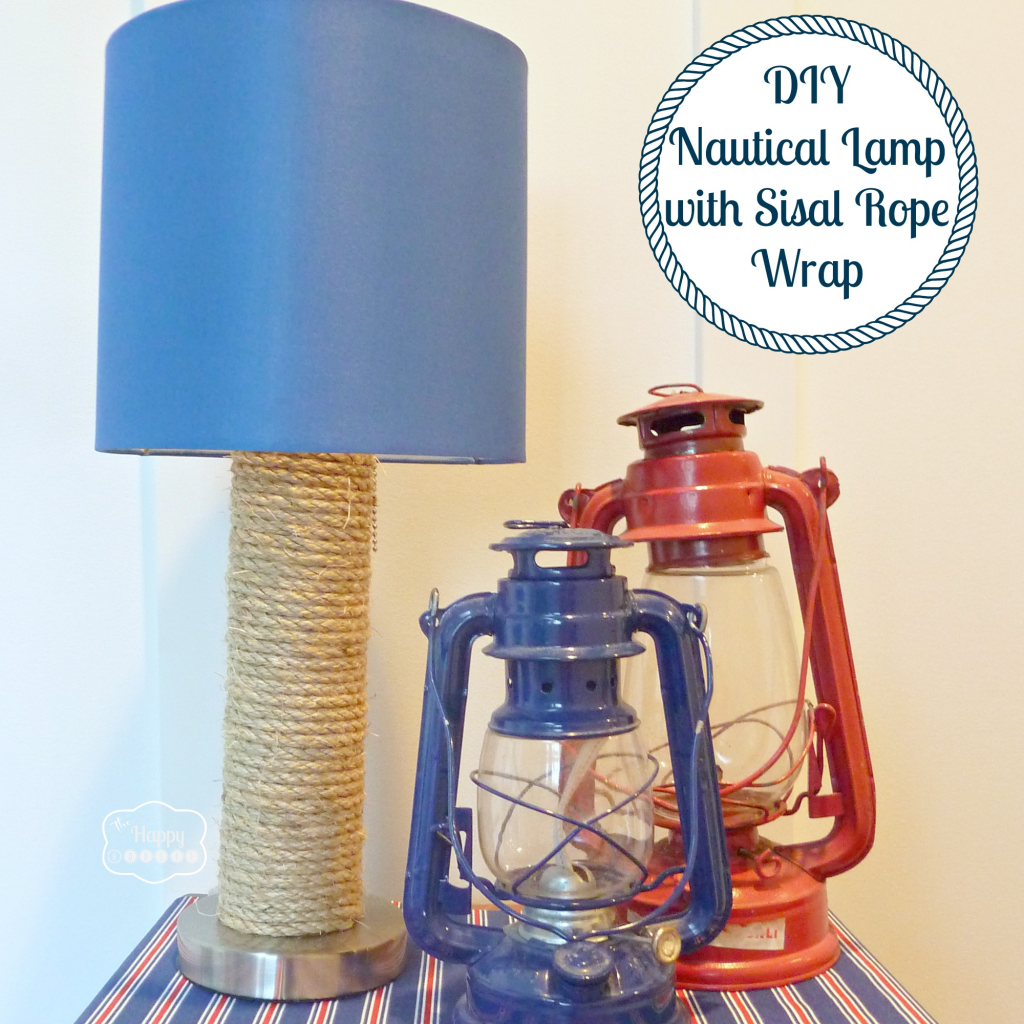 DIY Nautical lamp with sisal rope wrap and lanterns at thehappyhousie