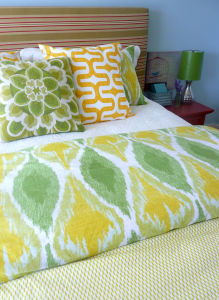 master bedroom for summer bed with ikat bedding large envelope cushions at thehappyhousie