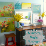 summer master bedroom gallery wall new bedding at thehappyhousie
