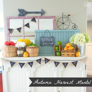 Autumn Harvest Mantel decorating for fall at thehappyhousie
