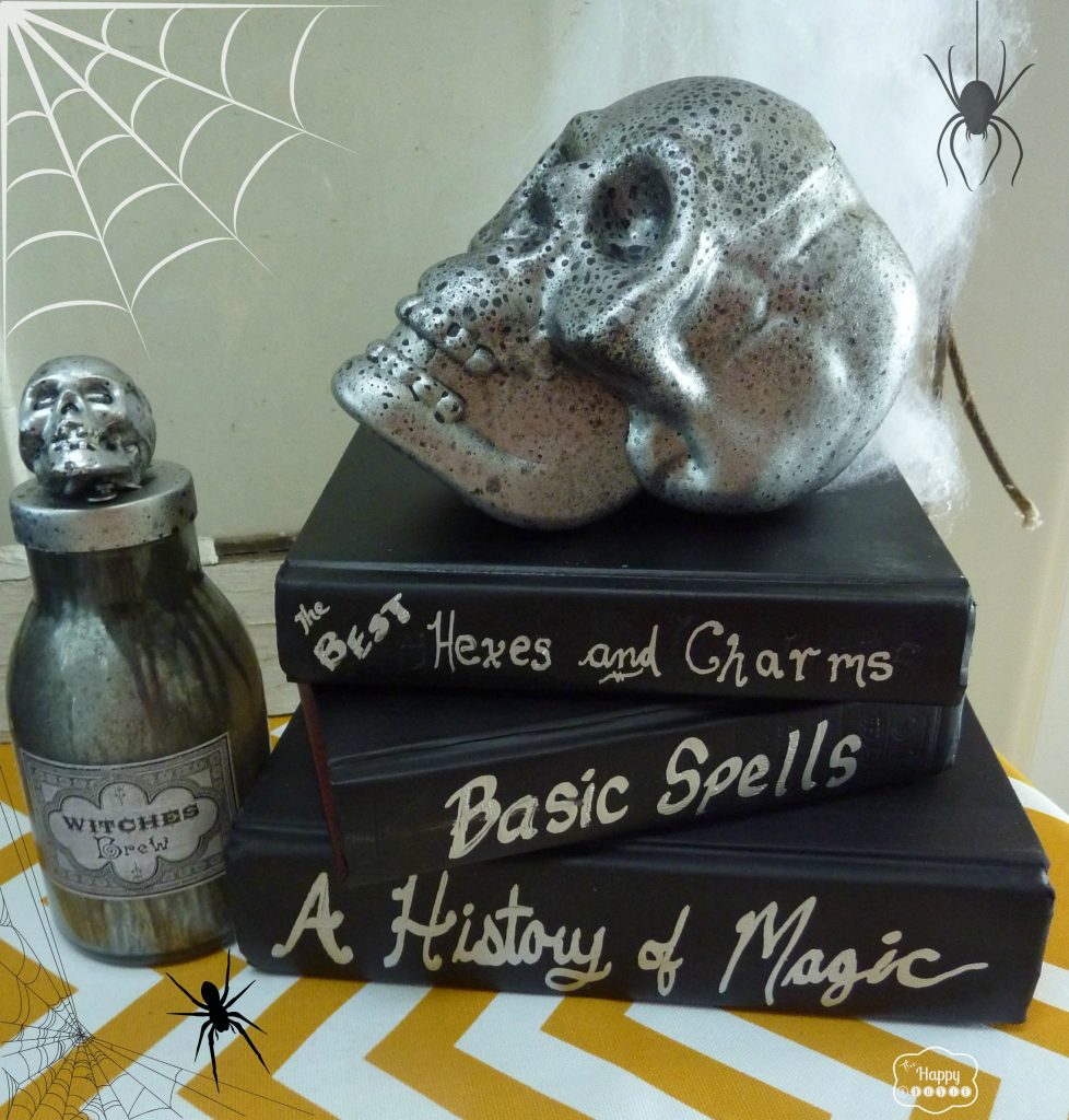 DIY Spray Painted Spell Books for Halloween at thehappyhousie