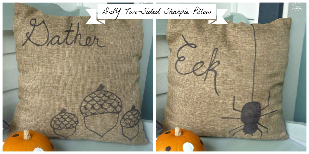 DIY Two Sided Sharpie Pillow by thehappyhousie
