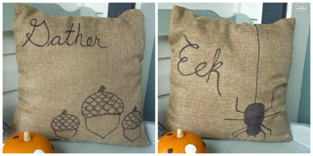 DIY Two sided Fall Pillows made with Sharpie by thehappyhousie