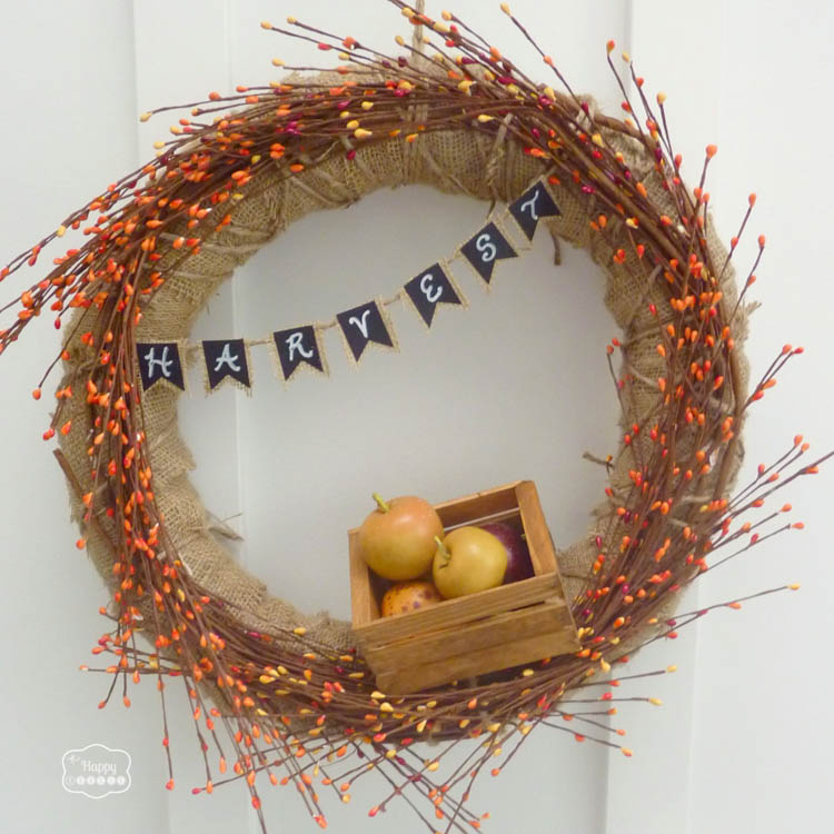 Fall Harvest Wreath with Mini Chalkboard Bunting at thehappyhousie.com-14