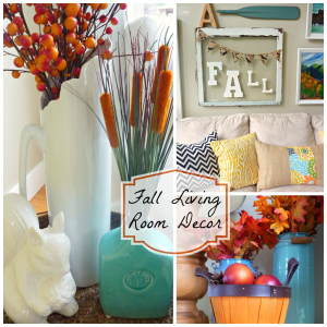 Fall Living Room decor collage at thehappyhousie