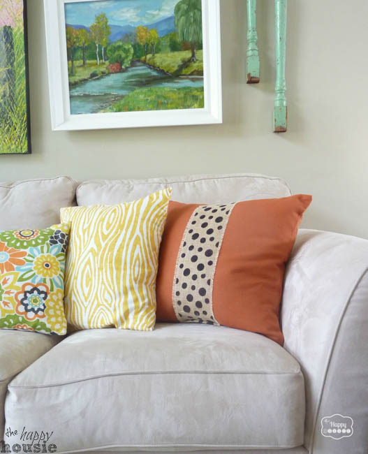 Two Minute No Sew Burlap Embellished Pillows for Fall-7