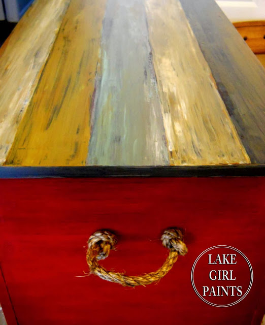 Red Chest with texture paint stripes