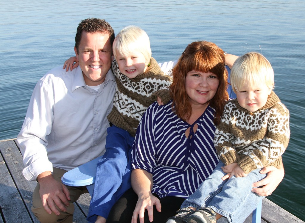 family picture on the dock at Thanksgiving