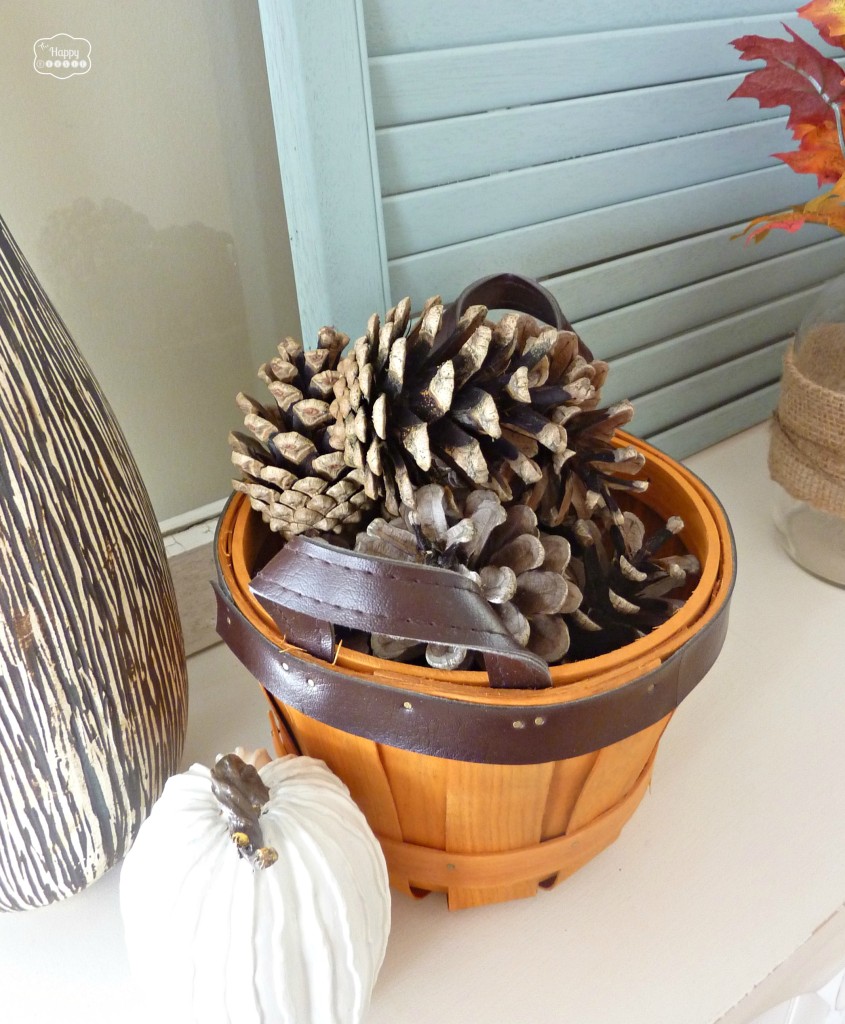 pinecones on the late fall mantel at thehappyhousie