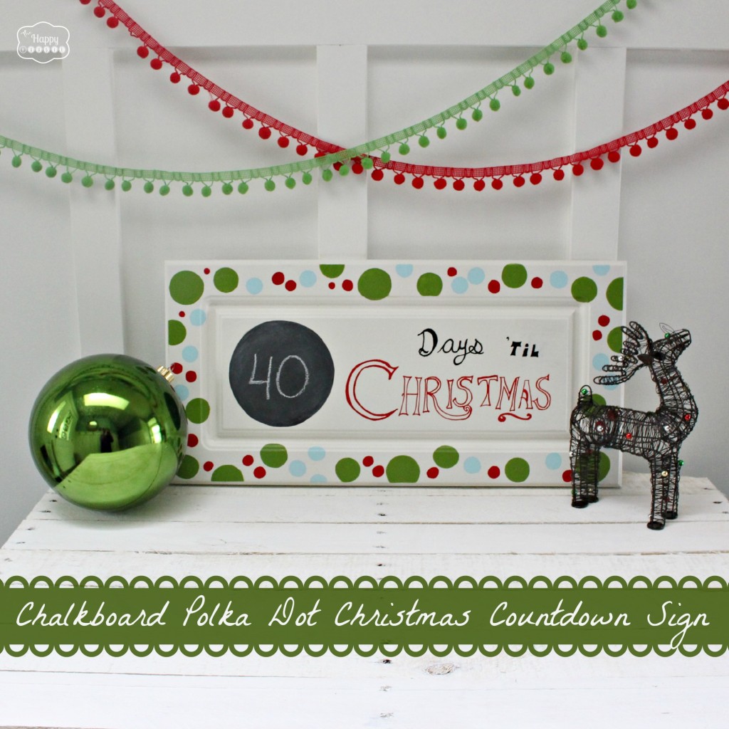 Chalkboard Polka Dot Christmas Countdown Sign green banner at thehappyhousie