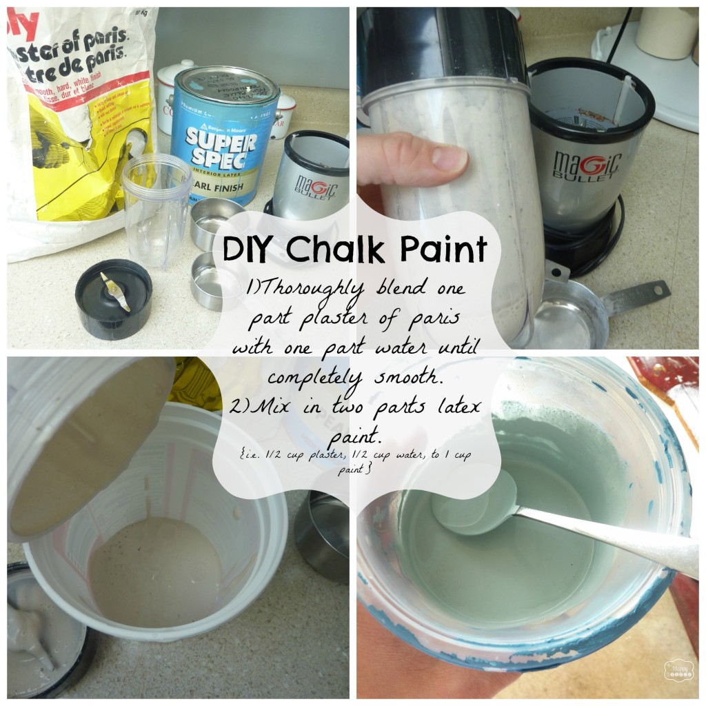 DIY Chalk Paint Recipe for mint chair at thehappyhousie
