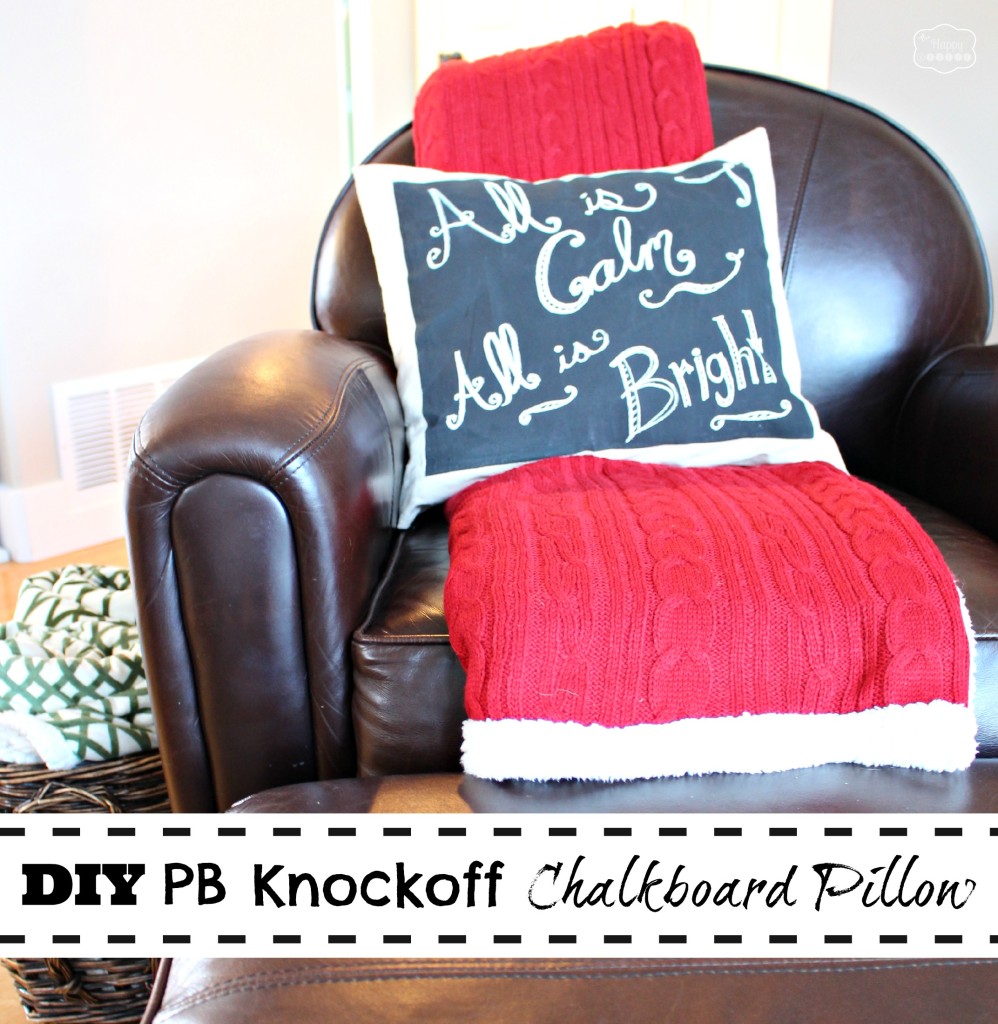 DIY PB Knockoff Chalkboard Pillow by thehappyhousie