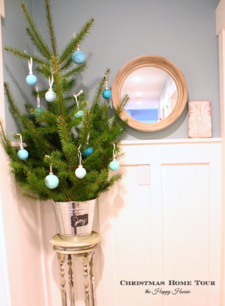 The Happy Housie Christmas Home Tour tree at end of hall