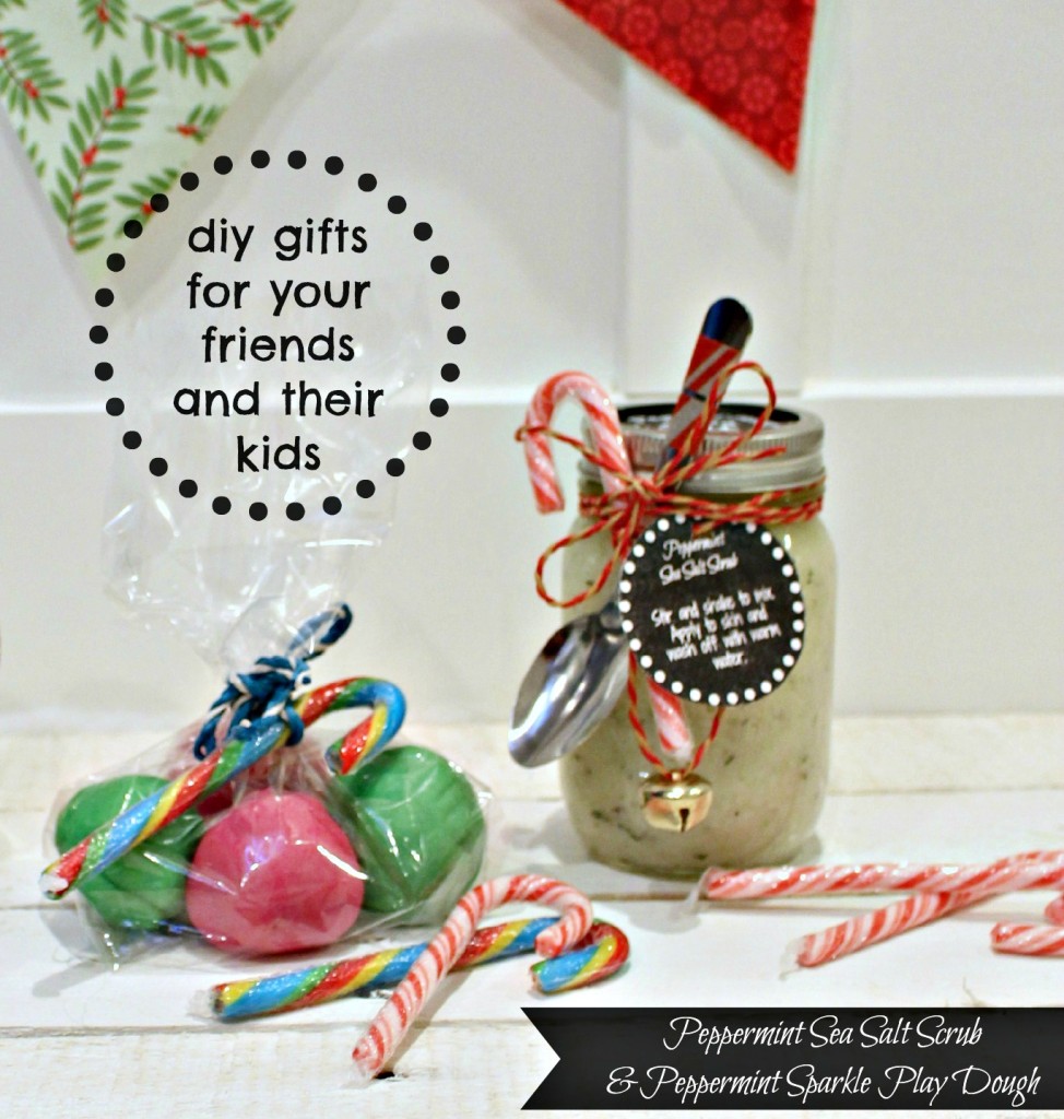 The Happy Housie- DIY Gifts for Your Friends and Their Kids Peppermint Sea Salt Scrub and Peppermint Sparkle Playdough label