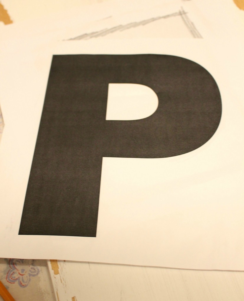 A printout of the letter P.
