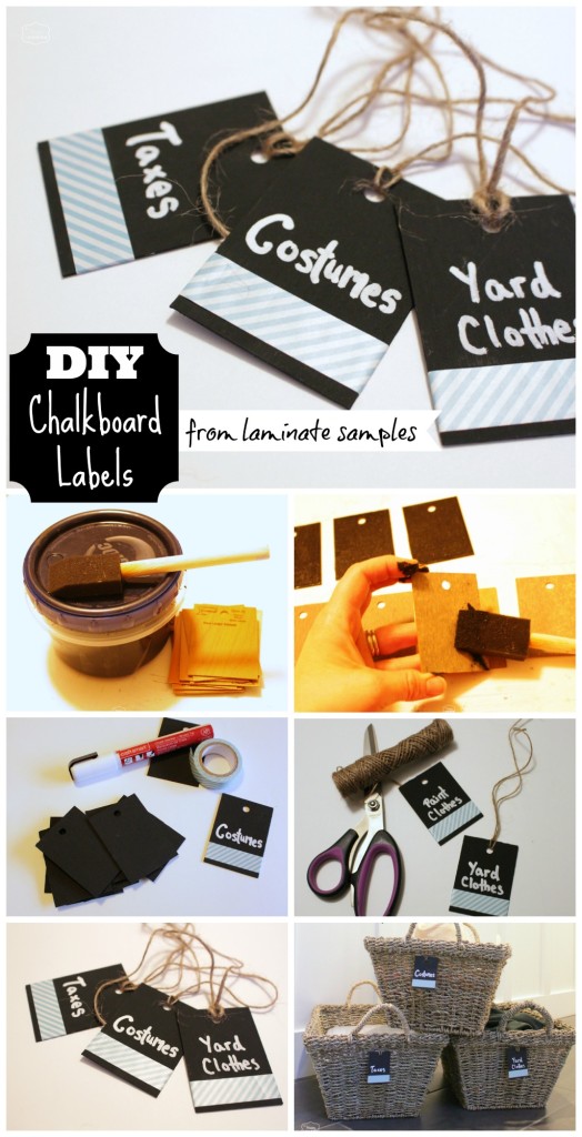 DIY Chalkboard Labels from laminate samples how to by The Happy Housie