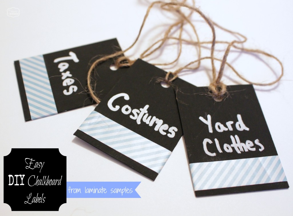 Easy DIY Chalkboard Labels from laminate samples at The Happy Housie