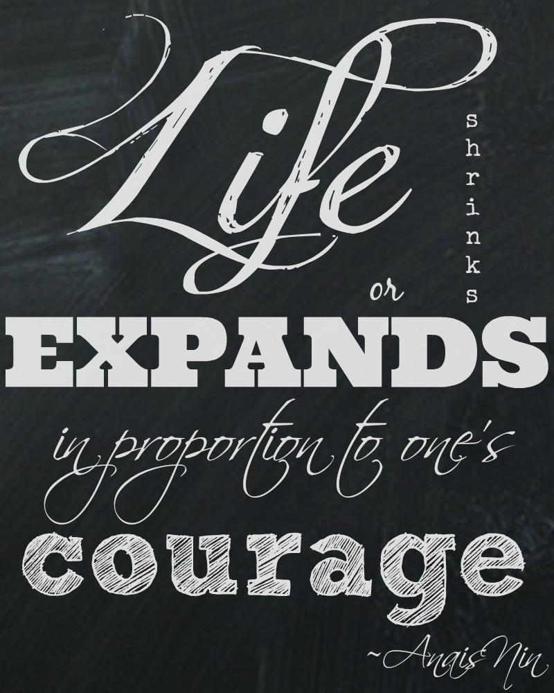 Life Shrinks or Expands in Proportion to One's Courage free printable at The Happy Housie