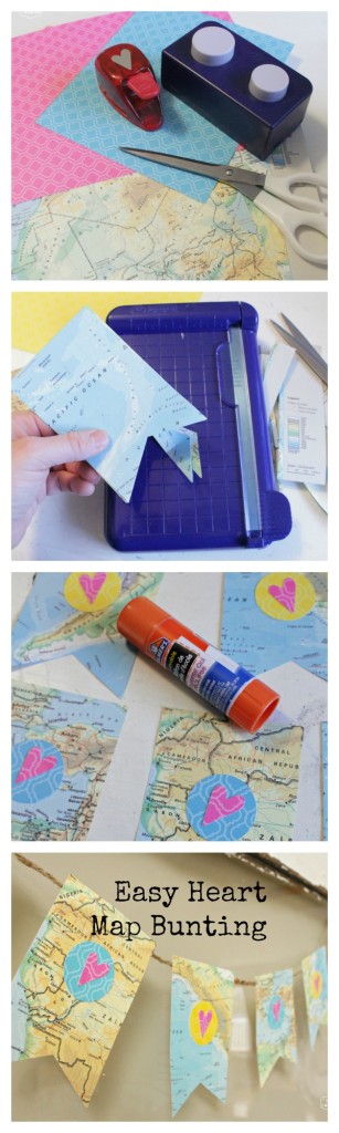 Easy DIY Heart Map Bunting at The Happy Housie