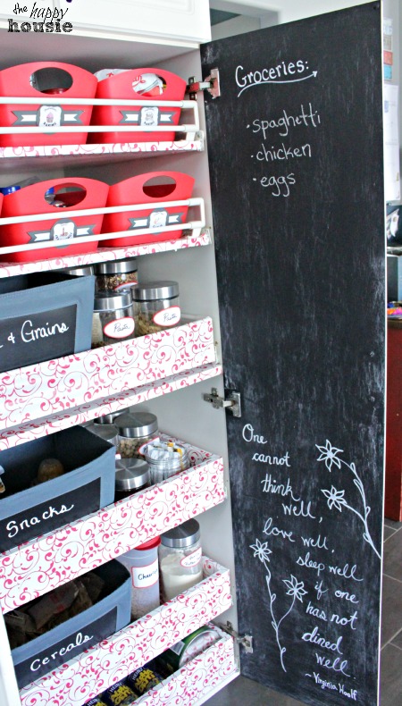 DIY Chalkboard Paint for Pantry Door quote side at The Happy Housie
