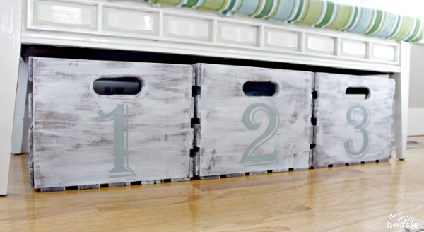 Dry Brushed and Distressed Numbered Crates at The Happy Housie