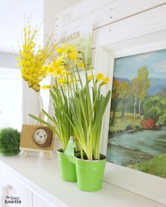 Gold and Green Early Spring Mantel 3 at the happy housie
