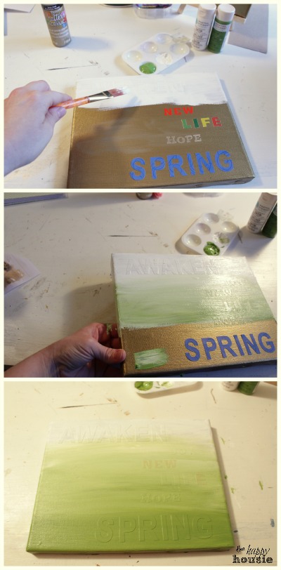 Green and Gold Ombre Spring Sign painting ombre at the happy housie