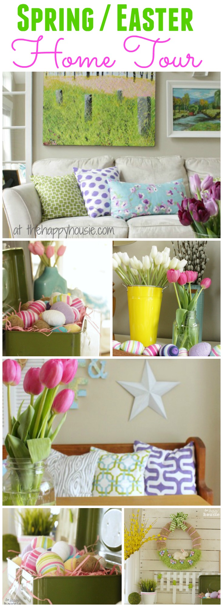 Spring and Easter Home Tour at thehappyhousie.com