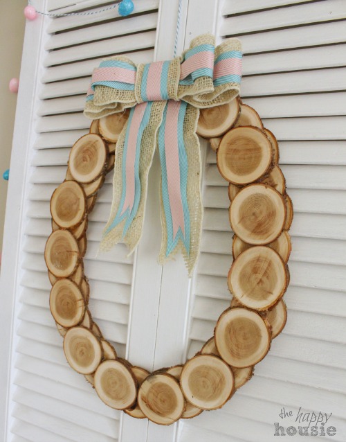 Wood Slice Easter Egg Wreath 3 at The Happy Housie