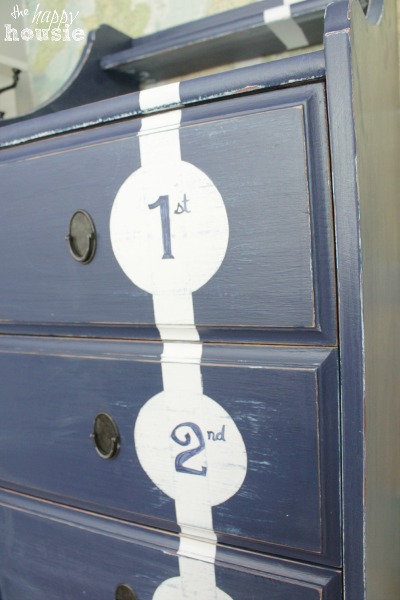 Chalk Paint Numbered Tall Dresser Nautical Boys Bedroom at The Happy Housie finished 3