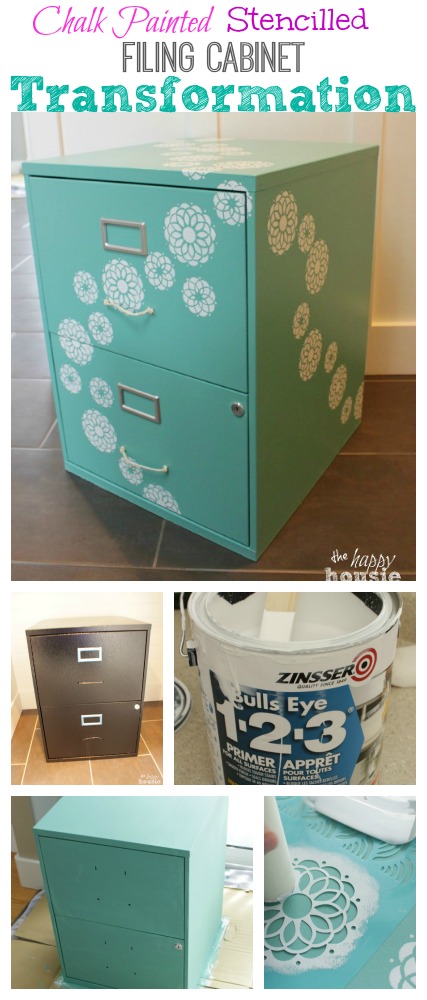 Turn a boring basic black box filing cabinet and transform it into a beautiful piece that you love - tutorial at The Happy Housie